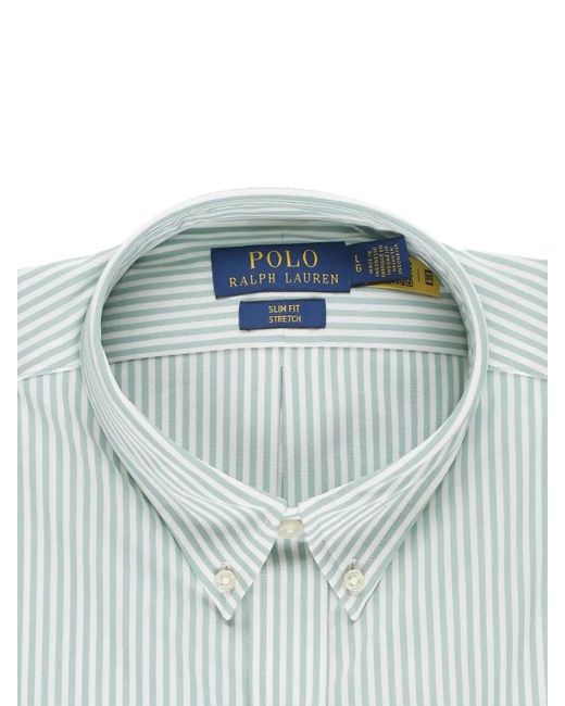 Ralph Lauren Blue Striped Cotton Shirt Tailored Collar Buttoned Cuffs for men