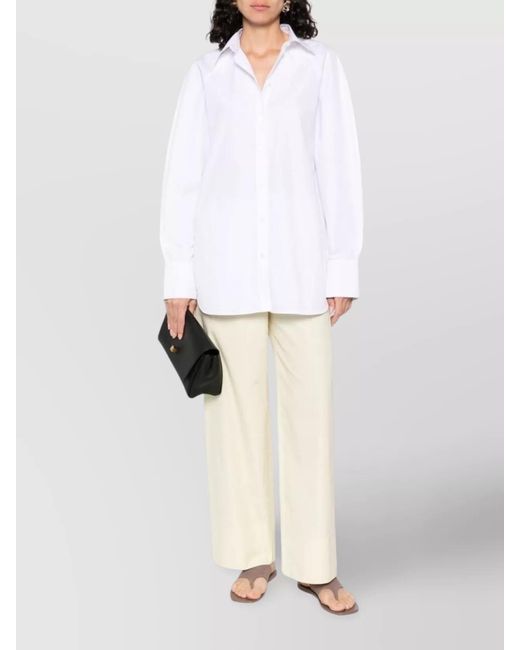 Totême White Organic Cotton Long-Sleeve Shirt