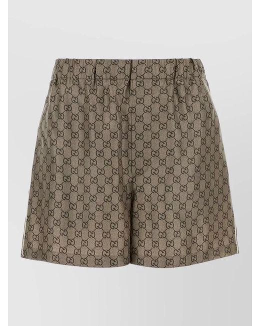 Gucci Multicolor Logo Print Elastic Waistband Casual Shorts