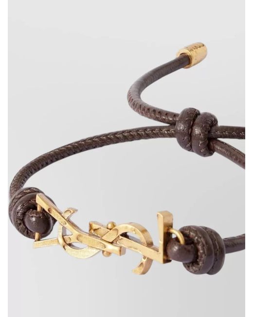 Saint Laurent Natural Leather Cord Bracelet Knot Detail Hardware for men