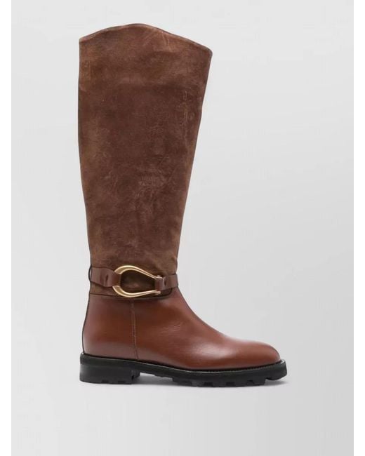 Roberto Festa Brown Leather Ankle Boots Buckle Detail