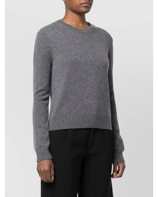 Lisa Yang Gray Cashmere Crew Neck Knitwear Sweater