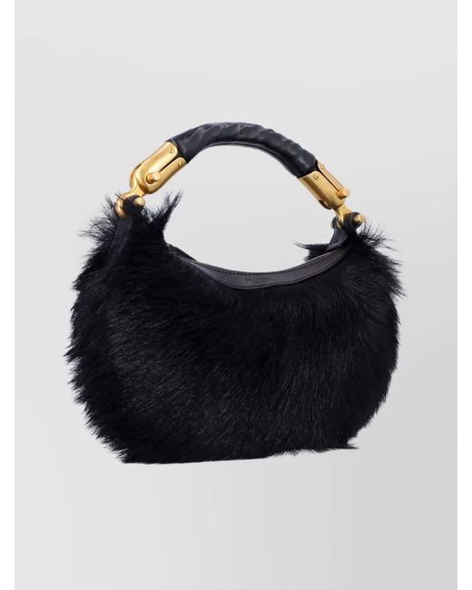 Balmain Blue Ebene Mini Fur Tote Bag