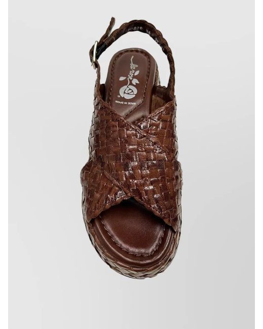 LA ROSE Brown Maui Platform Sandal Wooden Sole Open Toe
