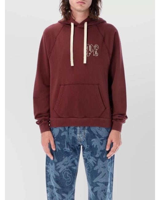 Palm Angels Red Pa Monogram Hoodie for men