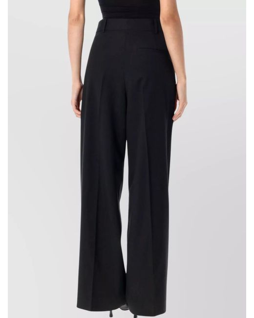 By Malene Birger Black Pleated High-Rise Wide-Leg Trousers