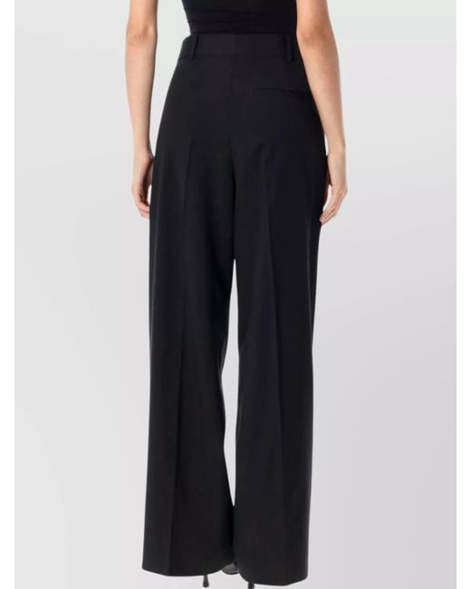 By Malene Birger Black Pleated High-Rise Wide-Leg Trousers