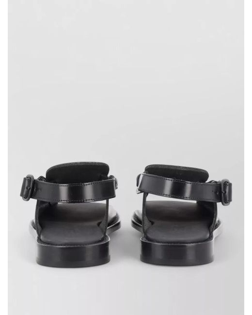 Hereu Gray Sineu Leather Sandals Flat Sole Open Toe
