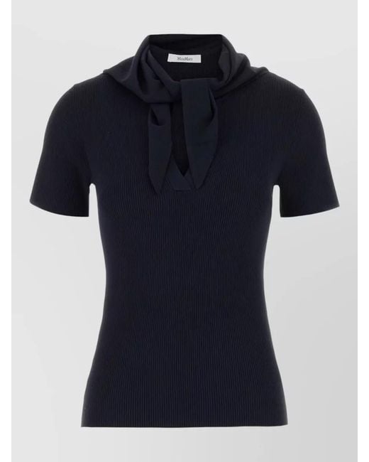 Max Mara Blue Fine-Knit Sleeveless Top