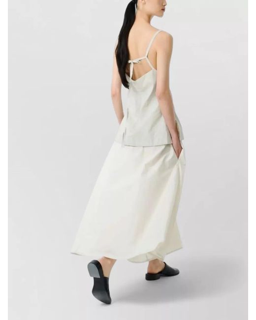 Studio Nicholson White Square Neck Sleeveless Dress Flared Hem