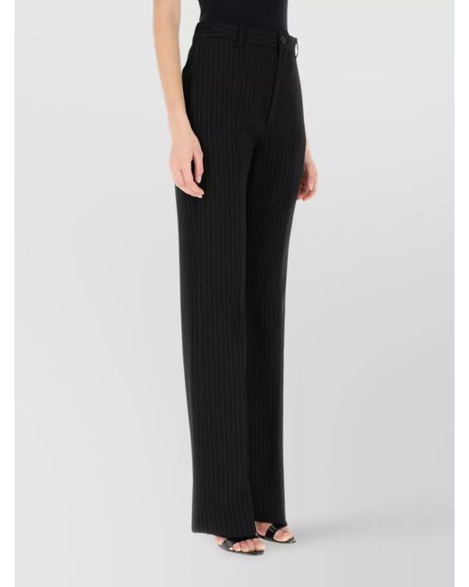 Balenciaga Black Pinstriped Straight Leg Trousers