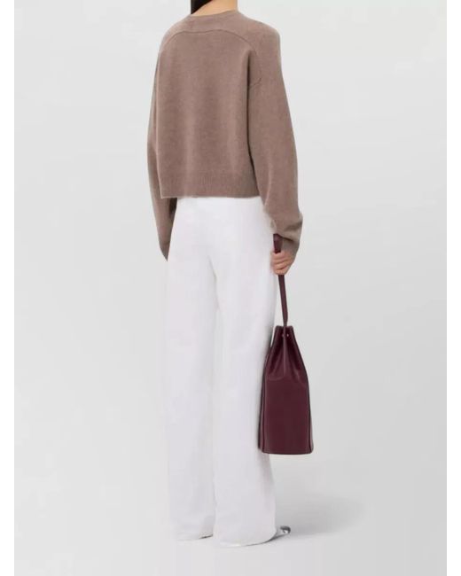 Loulou de Saison Brown Cashmere V-Neck Boxy Sweater