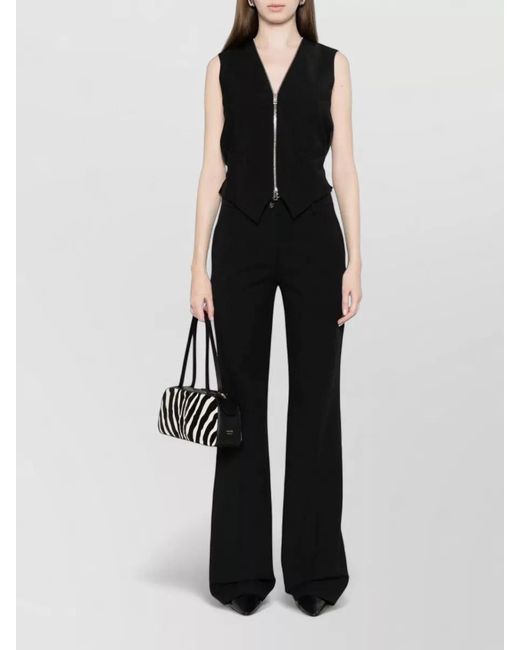 Via Masini 80 Black Cotton Trousers Wide Leg Belt Loops