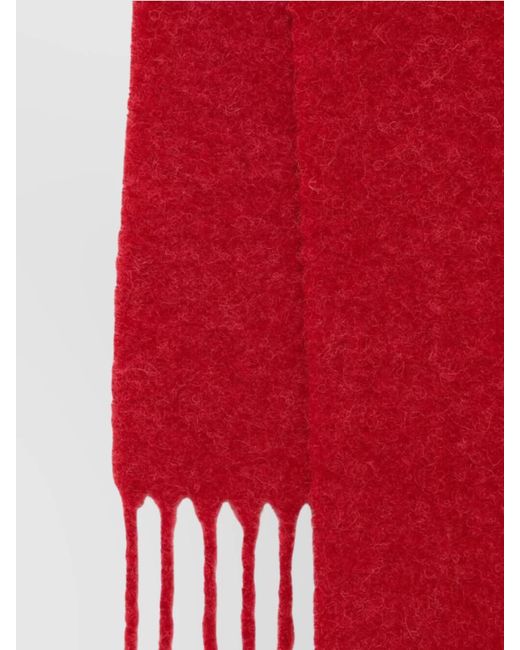 Jacquemus Red Soft Fringed Scarf For Everyday Wear for men