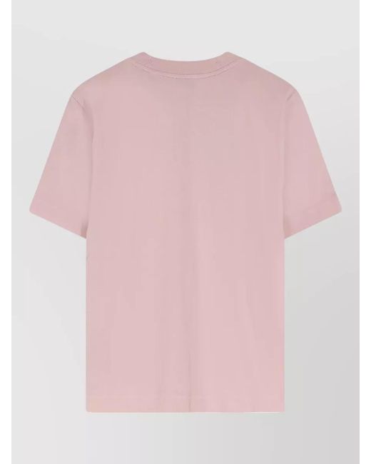 Burberry Pink Organic Cotton T Shirt Ribbed Crewneck Check