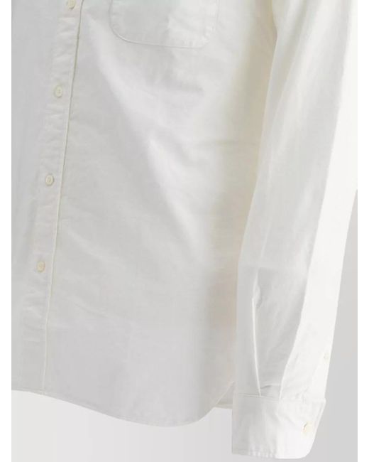 Beams Plus White Oxford Shirt Button Down Collar Pocket for men