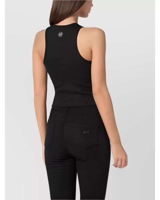 Philipp Plein Black Fringed Tank Top