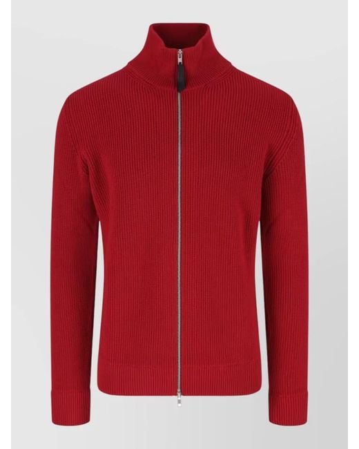Maison Margiela Red High Collar Casual Crewneck Jacket Ribbed for men