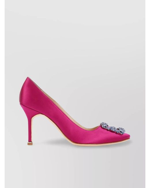 Hangisi 90 Crystal Buckle Satin Pumps main image 0