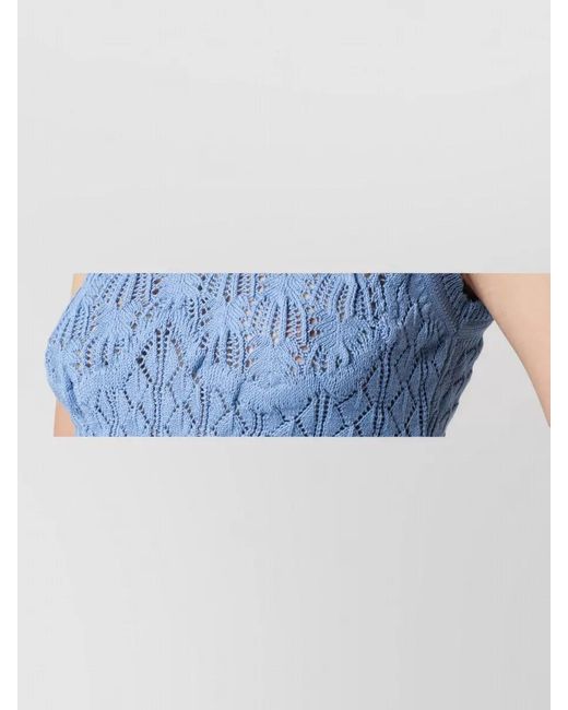 Vivienne Westwood Blue Sleeveless Cropped Top Textured Knit Ribbed Hem