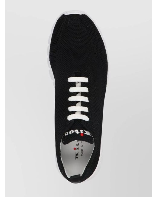Kiton Black Mesh Upper Sneakers Rubber Sole for men