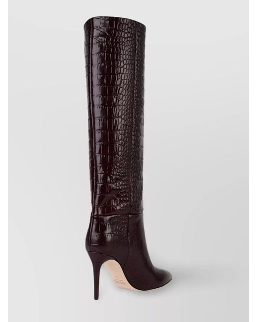 Paris Texas Brown '85 Stiletto' Crocodile Knee Boots