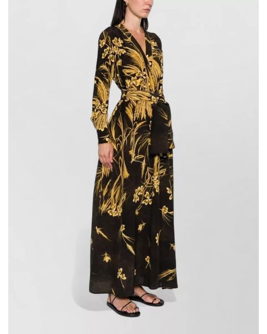 F.R.S For Restless Sleepers Multicolor Silk Blend Maxi Dress Belted Waist
