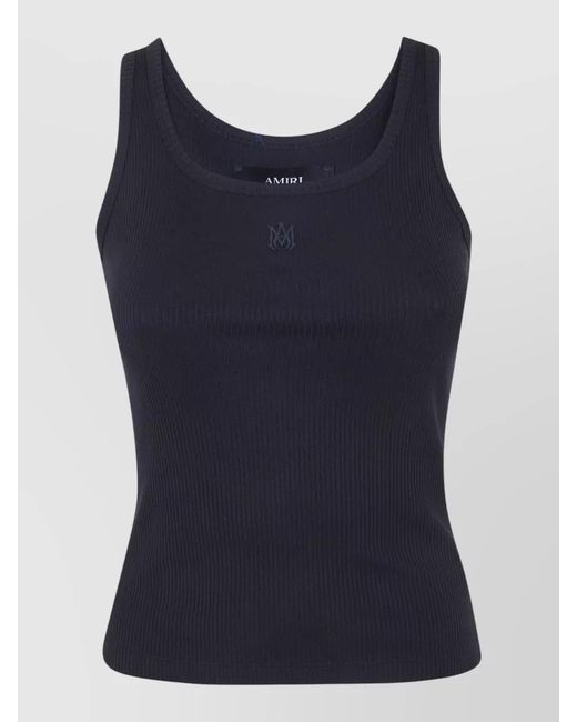 Amiri Blue Ma Embroidery Ribbed Tank Scoop Neck