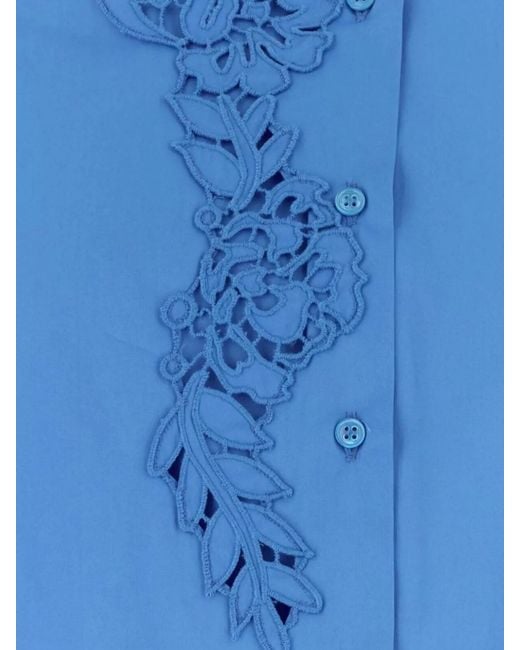 Ermanno Scervino Blue Cotton Oversized Shirt