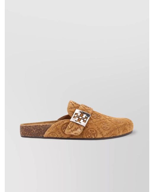 Tory Burch Multicolor Suede Monogram Mule Sandals