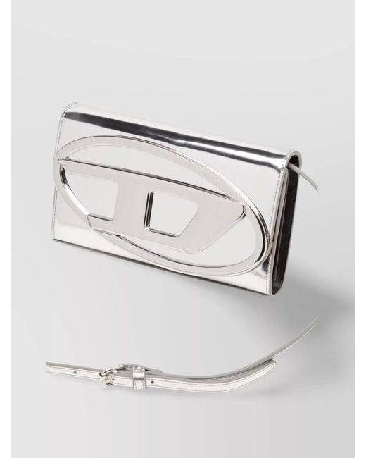 DIESEL Natural Chain Strap Leather Clutch Bag