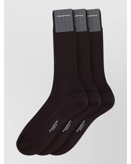 Zegna Black Ribbed Wool Socks for men