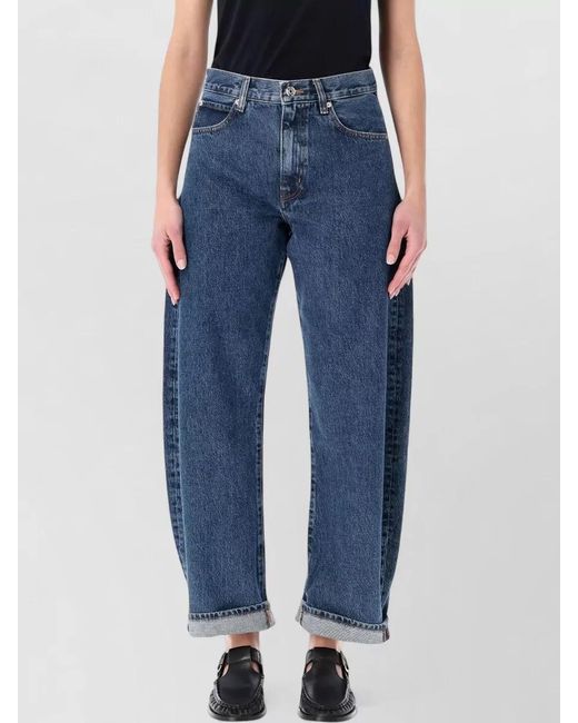 FRAME Blue Denim High-Rise Barrel-Leg Jeans