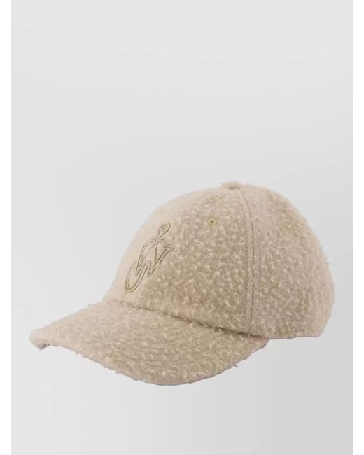 J.W. Anderson Natural Wool Baseball Cap Curved Brim Logo
