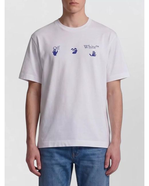 Off-White c/o Virgil Abloh White Ribbed Cotton Logo Print T-Shirt for men