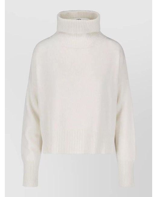 Ma'ry'ya White Cropped Crewneck Top High Neck Ribbed