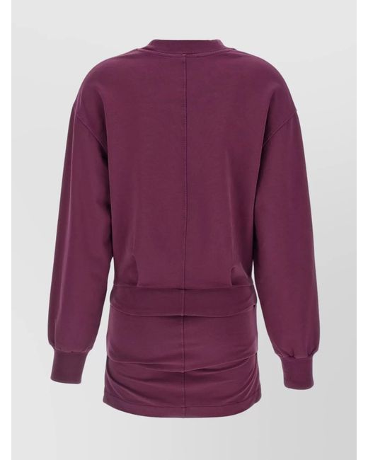 The Attico Purple Ribbed High-Neck Draped Mini Dress