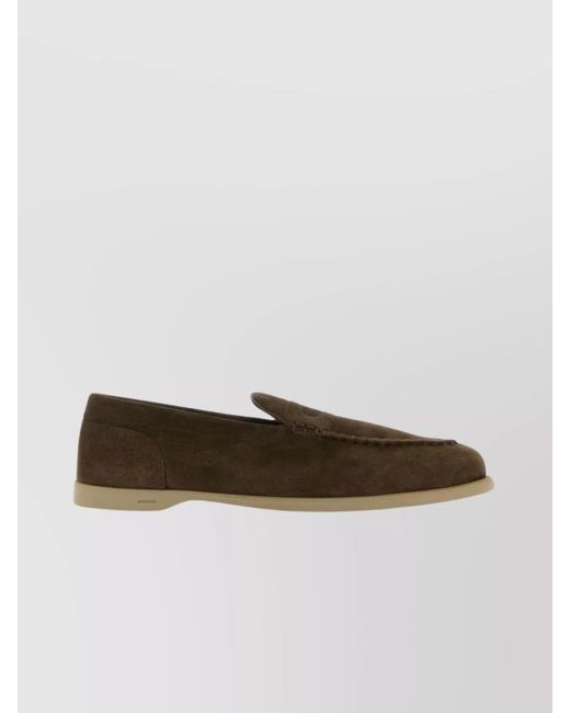 John Lobb Brown Suede Leather Loafers for men