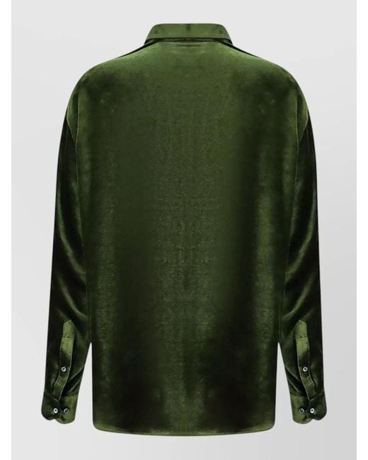 Giorgio Armani Green Silk Blend Regular Fit Shirt for men