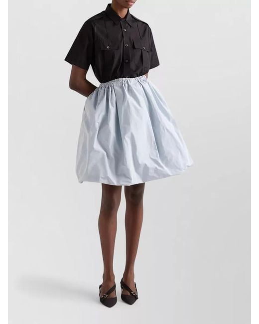 Prada Black Utility Poplin Shirt Short Sleeves Epaulettes