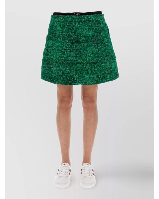 Moncler Genius Green Printed A-Line Skirt