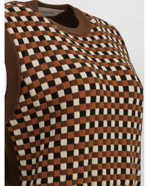 Golden Goose Deluxe Brand Brown Roby Checkerboard Wool Knit Vest