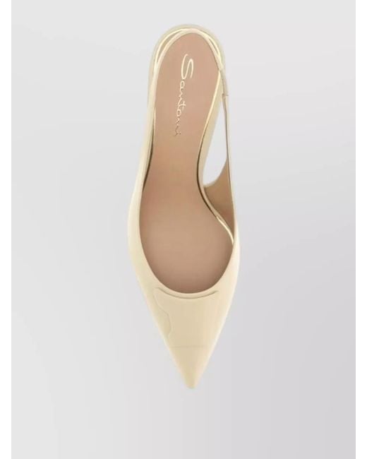 Santoni Natural Leather Slingback Mules