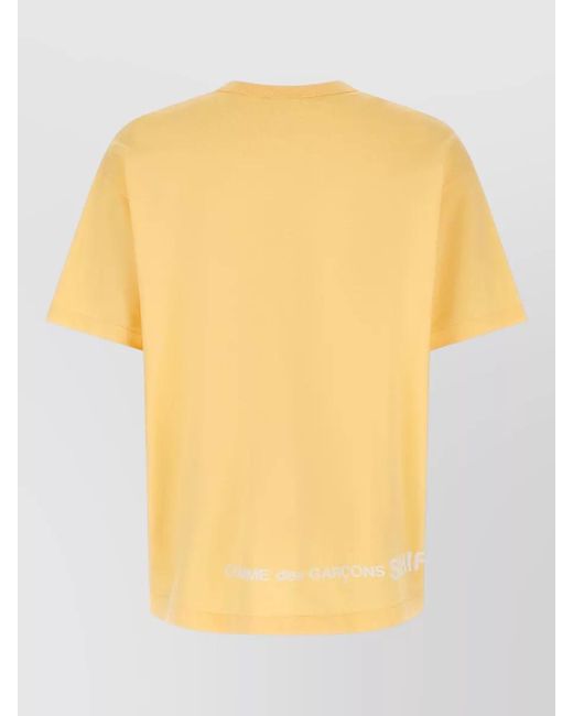 Comme des Garçons Yellow Logo Detail Crew Neck Short Sleeve T-Shirt for men
