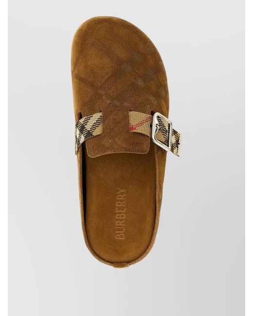Burberry Brown Urchin Mules Clog Heel Type Pattern Toe