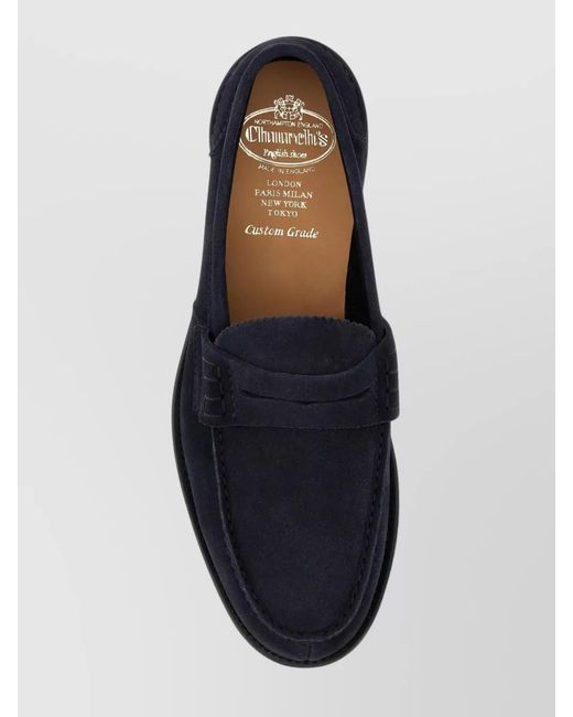 Church's Blue Suede Leather Loafers Pembrey for men