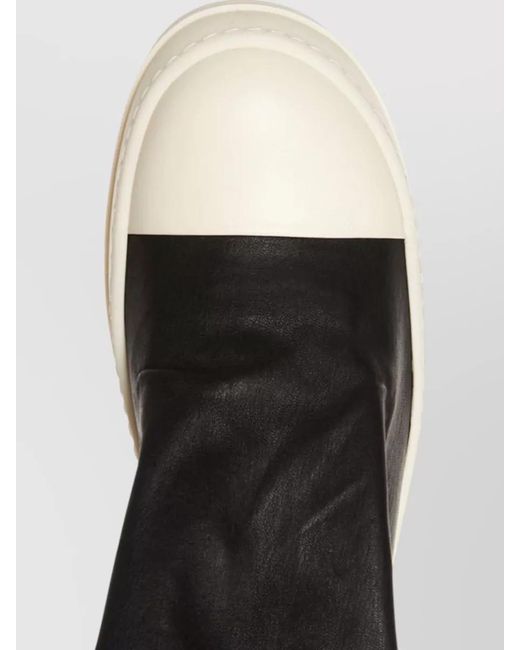 Rick Owens Black Cotton Over-The-Knee Boots