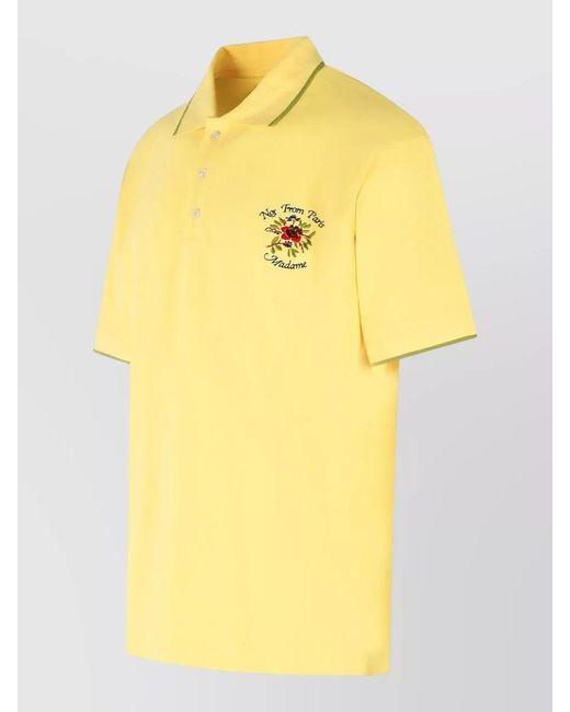 Drole de Monsieur Yellow Cotton Short-Sleeve Polo Shirt for men