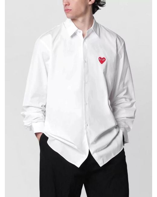 Comme des Garçons White Long Sleeve Shirt Button Down Collar for men