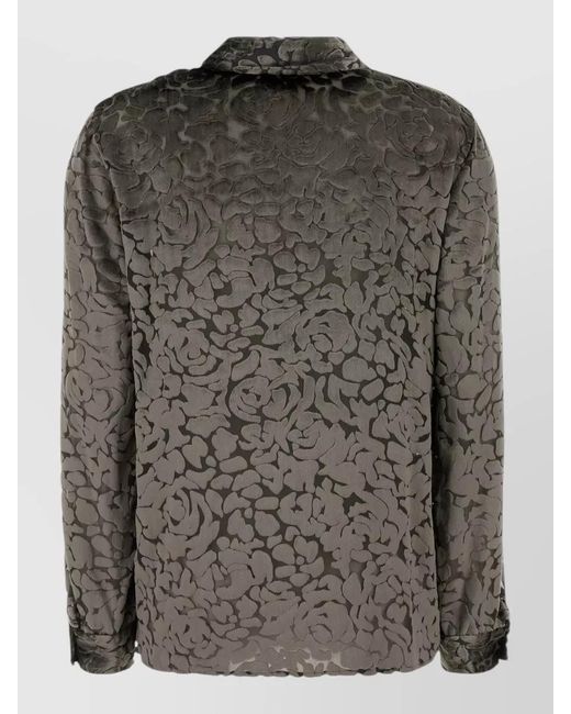 Alberta Ferretti Black Collared Floral Shirt Lightweight Long Sleeves